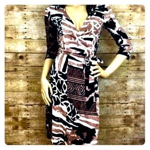 *sold* DVF (Justin) black and tan wrap dress